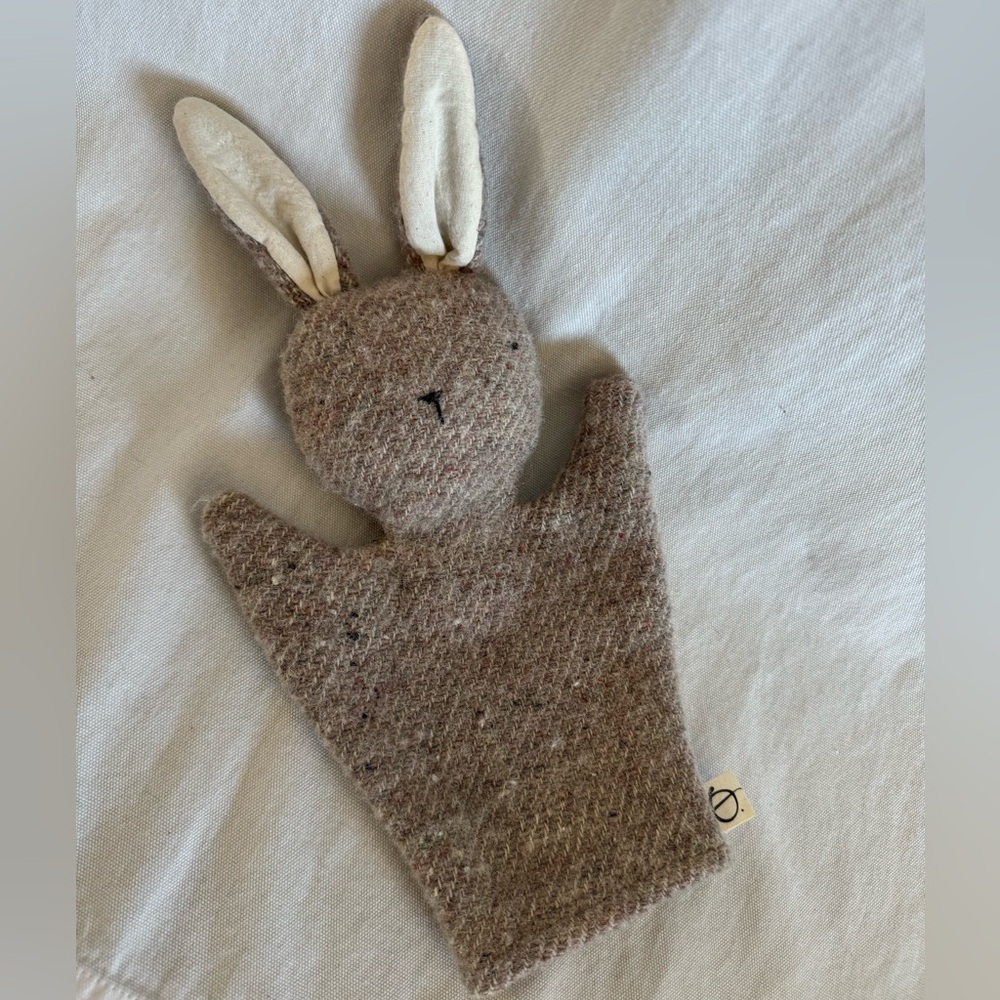 Ouisitine light grey Rabbit wool hand puppet